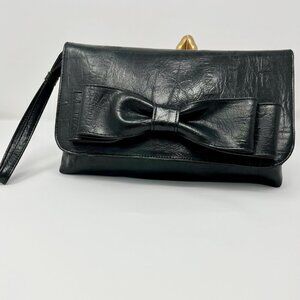 Barr & Barr Wristlet Handmade for Bloomingdales Black Leather w Bow detail